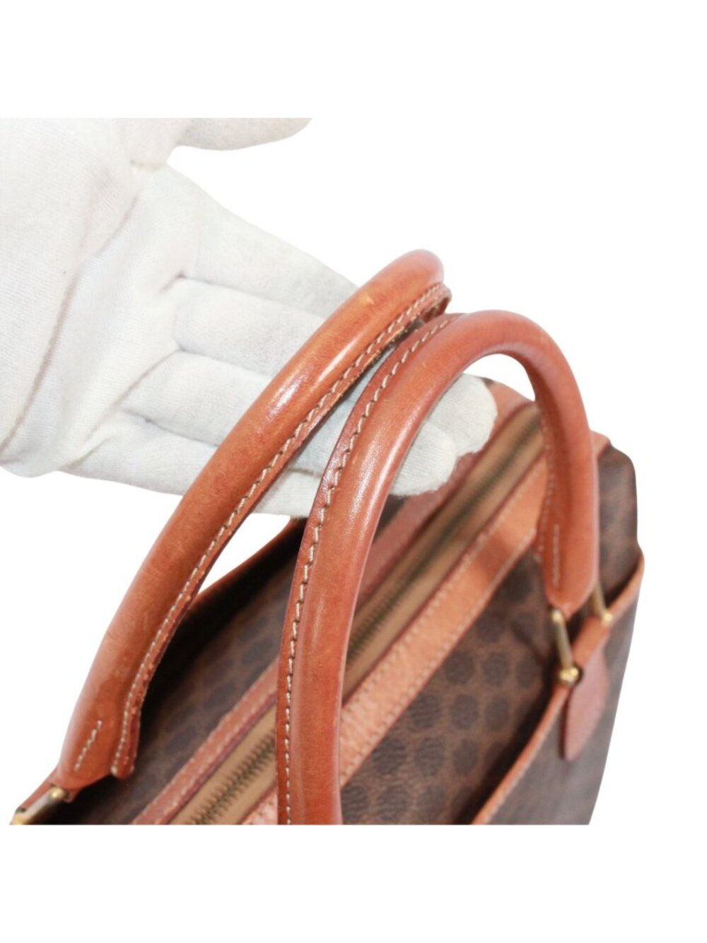 Celine Macadam Leather Brown Handbag Gold - Picture 14 of 15